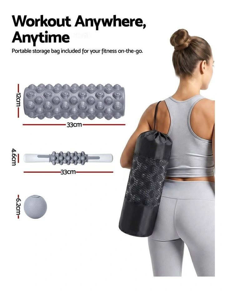 Everfit 3-in-1 Foam Roller Set for Back Pain Relief Muscle Recovery Home Gym 150kg image 2