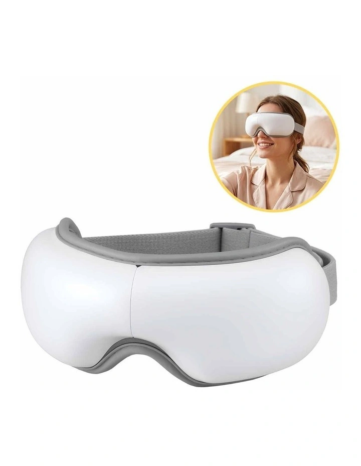 Livemor Electric Eye Massager with Heat, Vibration, Bluetooth Music, Foldable White image 1