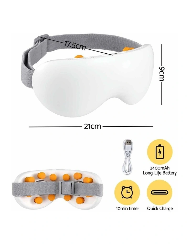Livemor Eye Massager with Heat & Cooling, Bluetooth, 12 Vibration Nodes, Timer White image 2