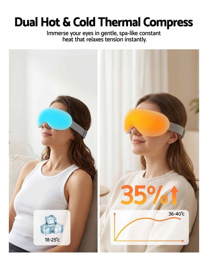Livemor Eye Massager with Heat & Cooling, Bluetooth, 12 Vibration Nodes, Timer White image 5