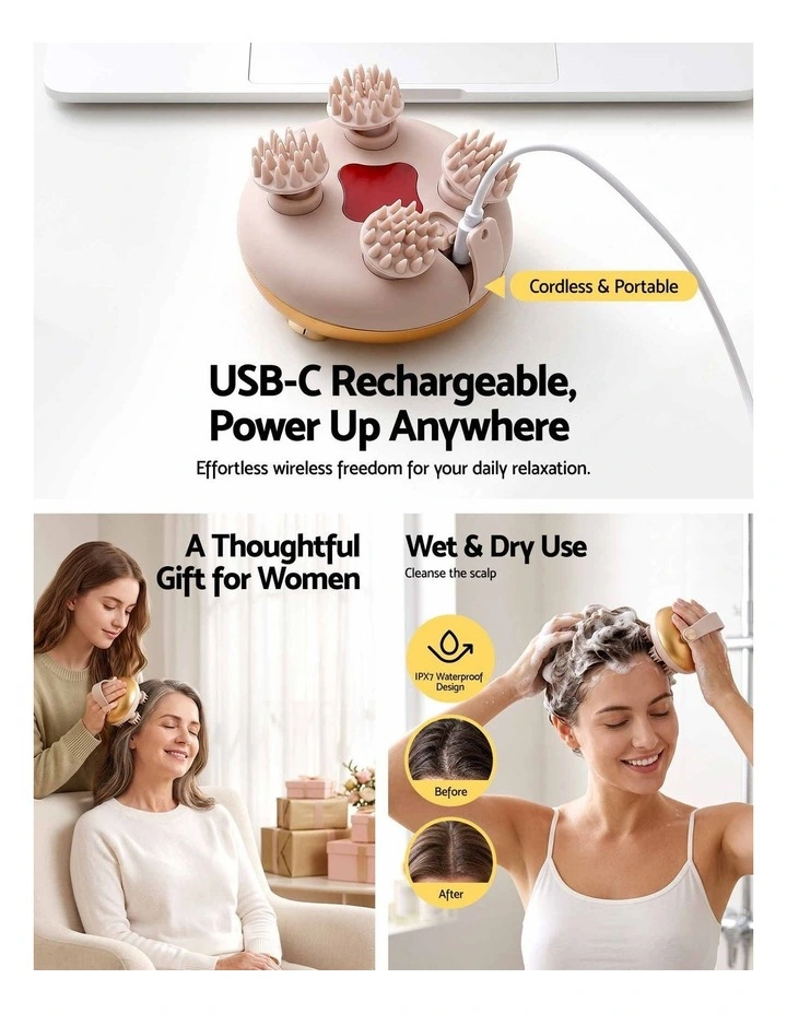Livemor Electric Scalp Massager with 3 Modes, Cordless Head Relaxation Tool image 5