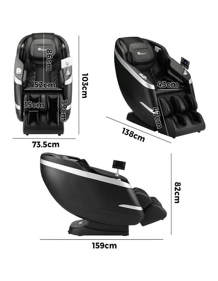 Oikiture 4D Electric Massage Chair Recliner SL Track  Heated Black image 3