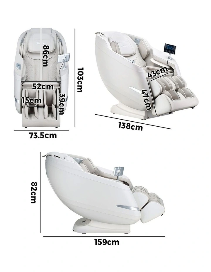 Oikiture 4D Electric Massage Chair Recliner SL Track  Heated Beige image 3