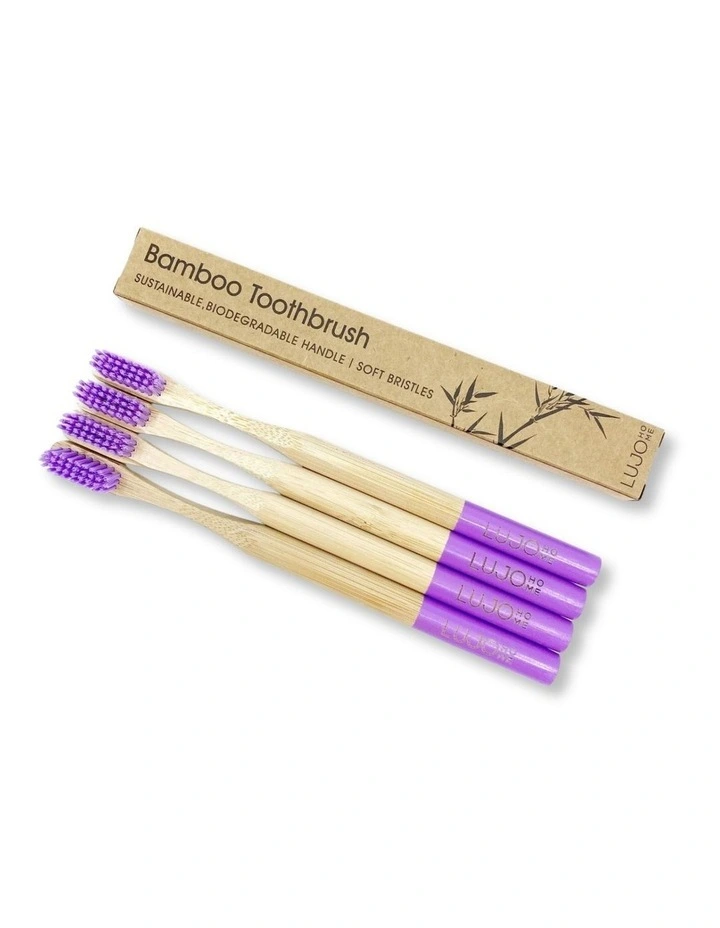 Bamboo toothbrushes purple image 1