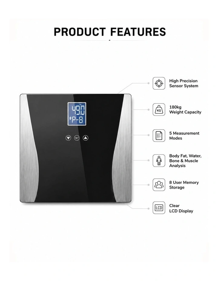 SOGA 2 Pack Wireless Body Fat Scales - Black image 6