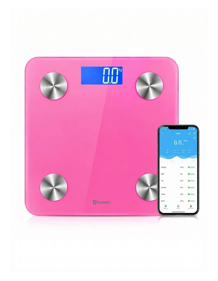 SOGA 180kg Bluetooth Body Fat Scale - Pink image 1