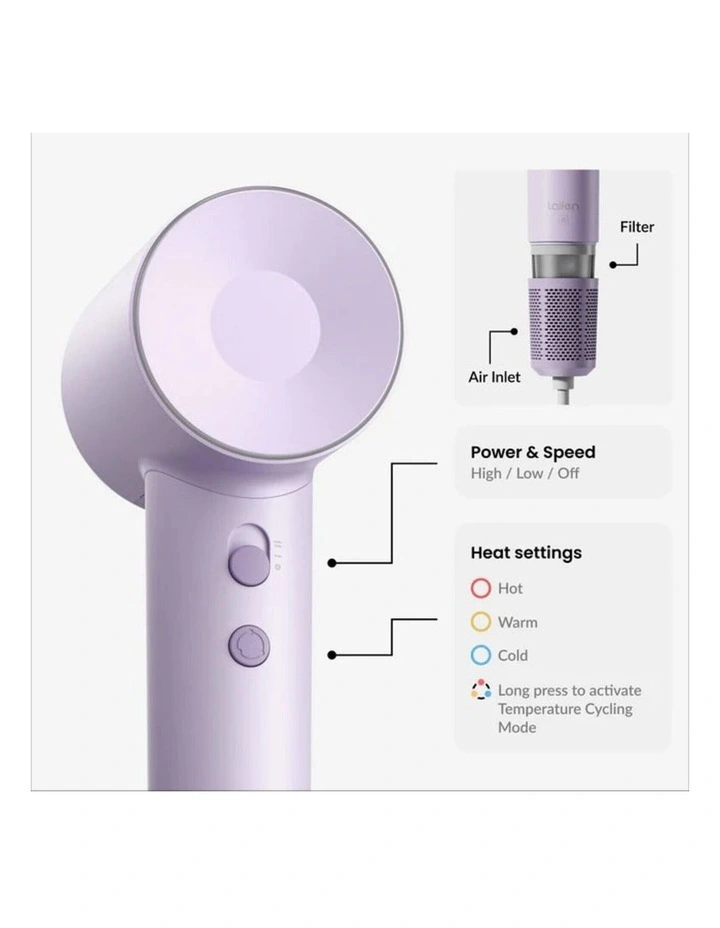 Laifen SE High Speed Hair Dryer - Matte Purple image 6