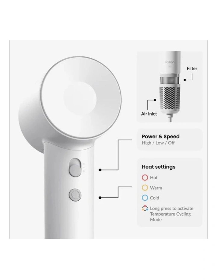 Laifen SE High Speed Hair Dryer - Pearl White image 7