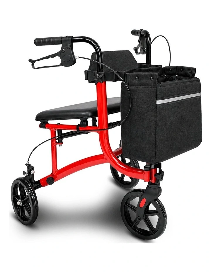 Orthonica 3-Wheel Folding Rollator Walker with Seat Lightweight Aluminium Mobility Aid Adjustable image 1