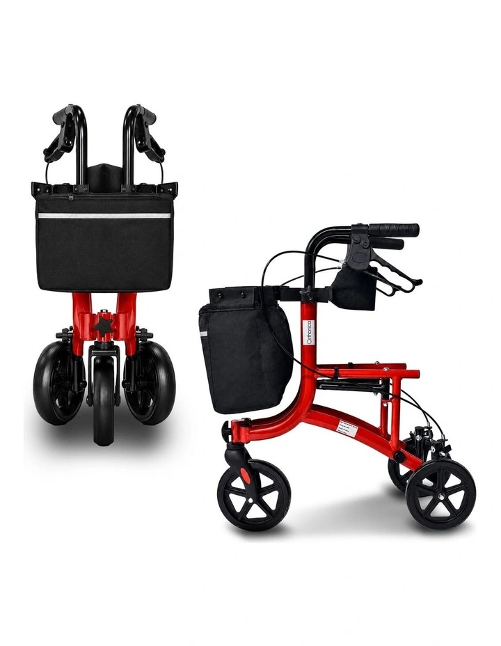 Orthonica 3-Wheel Folding Rollator Walker with Seat Lightweight Aluminium Mobility Aid Adjustable image 3