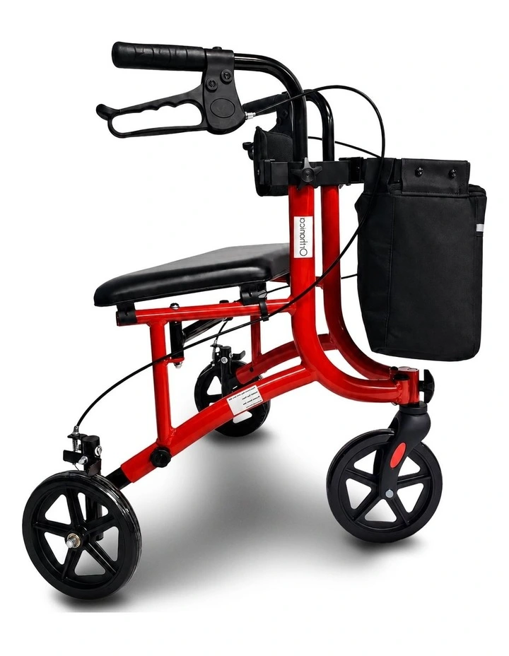 Orthonica 3-Wheel Folding Rollator Walker with Seat Lightweight Aluminium Mobility Aid Adjustable image 4