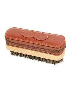 Annabel Trends Gentlemans Beard Grooming Kit Vegan Leather Case Brown 15x6.5cm