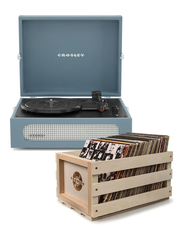 Voyager Bluetooth Portable Turntable in Washed Blue image 1