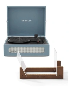 Voyager Bluetooth Portable Turntable in Washed Blue