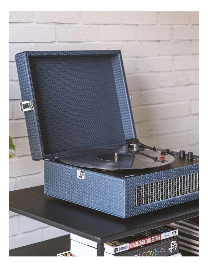 Voyager Bluetooth Portable Turntable And Asheville Stand Bundle in Navy image 3