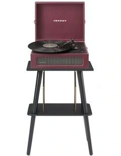 Voyager Bluetooth Portable Turntable And Entertainment Stand in Burgundy
