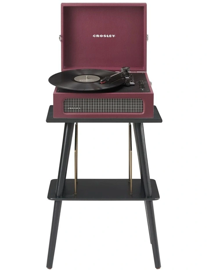 Voyager Bluetooth Portable Turntable And Entertainment Stand in Burgundy image 1