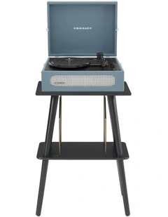 Voyager Bluetooth Portable Turntable &343; Entertainment Stand Bundle in Washed Blue