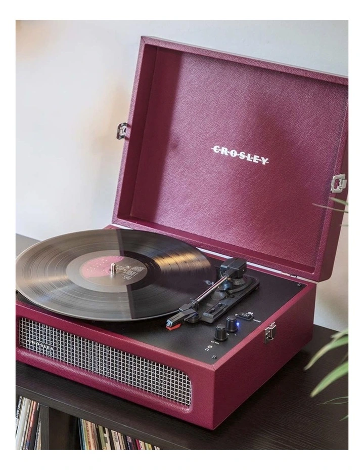 Voyager Bluetooth Portable Turntable + Asheville Stand Bundle in Burgundy image 3