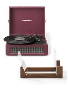 Voyager Bluetooth Portable Turntable + Display Stand in Burgundy