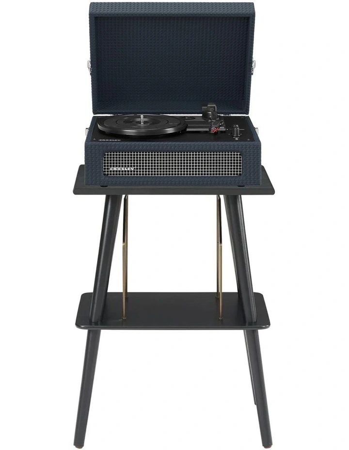 Voyager Bluetooth Portable Turntable + Entertainment Stand Bundle in Navy image 1