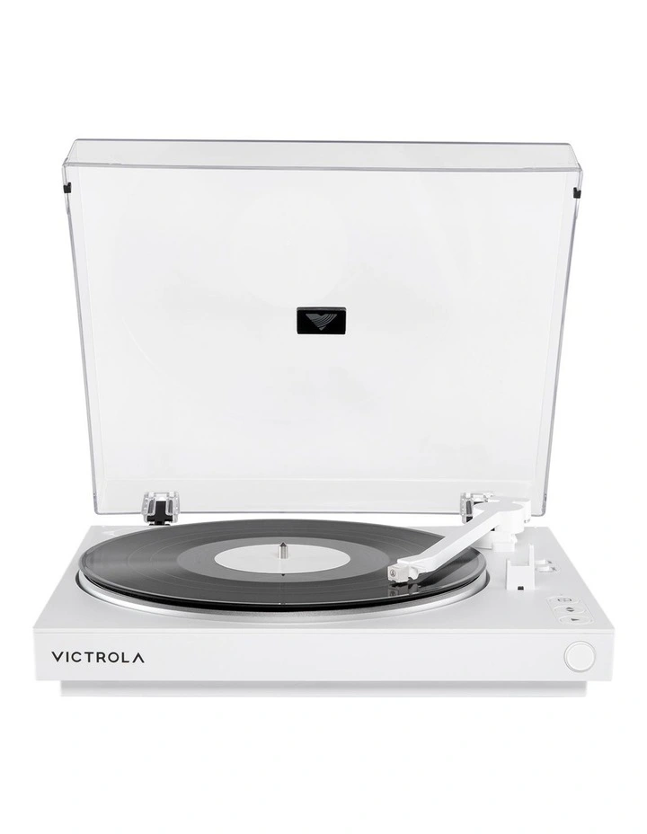 Automatic Turntable + Tempo Bookshelf Speakers Bundle in White image 5