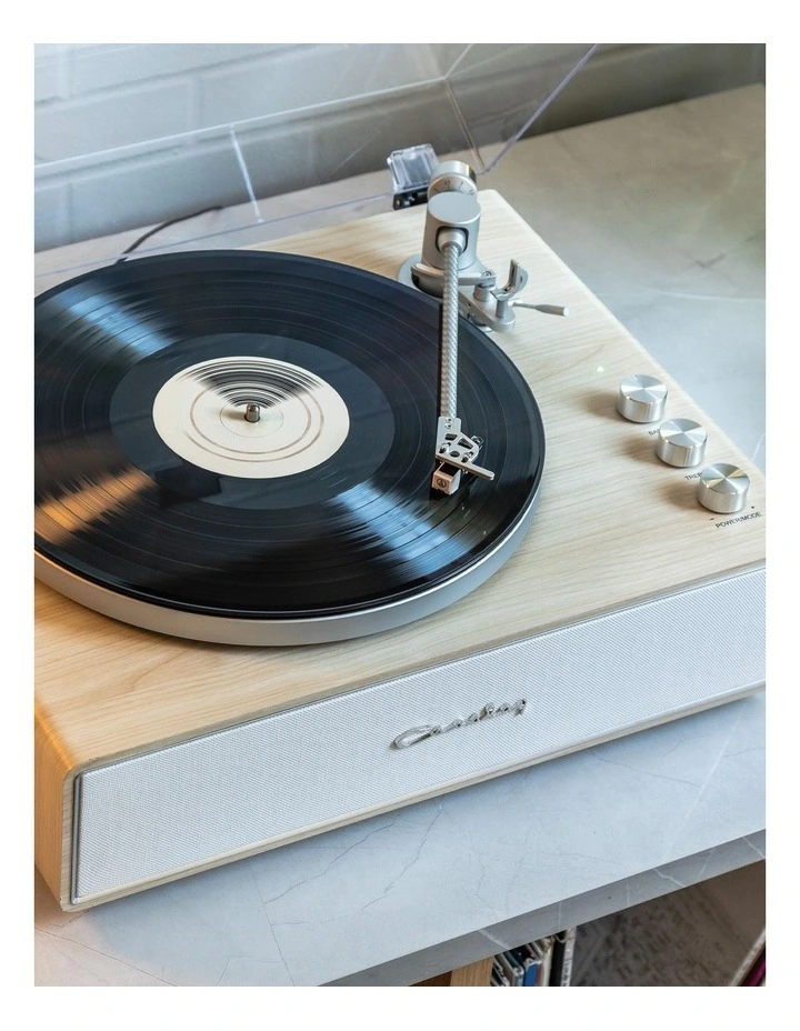 Stave 2-Speed Bluetooth Turntable Record Player in Natural image 4
