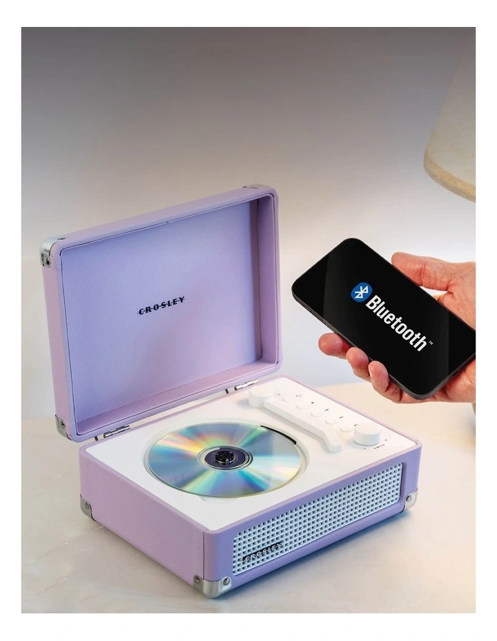 Cruiser Portable Retro Cd Player With Stereo Bluetooth FM Radio Speakers in Lavender image 6