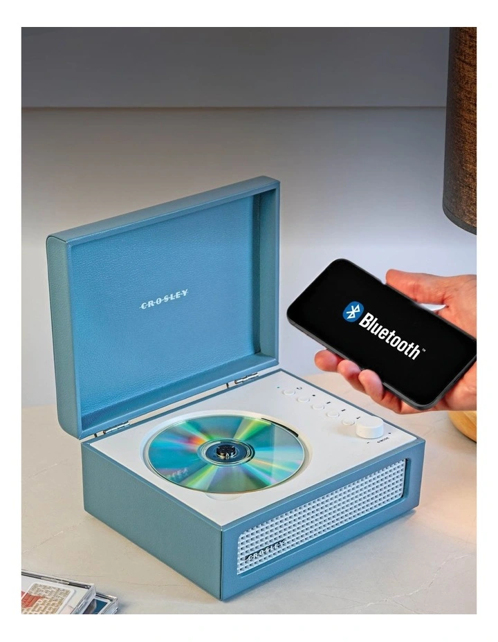 Voyager Portable Retro CD Player in Washed Blue image 6