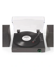 Zane Matching Stereo Speakers 3-Speed Bluetooth Vinyl Record Player Turntable