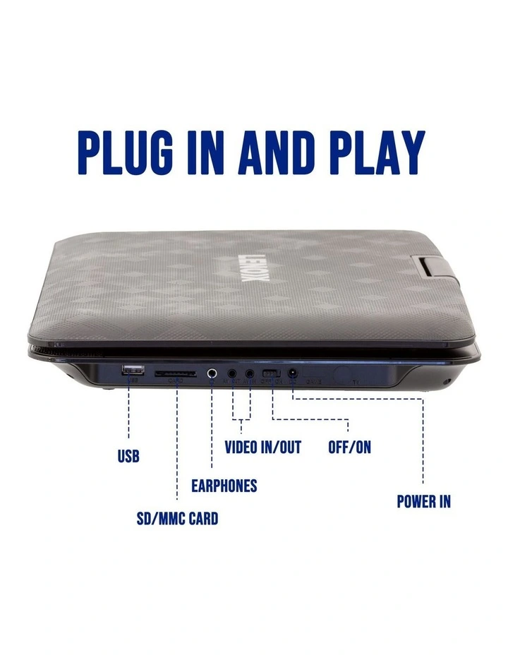 15.4 Swivel & Screen, Rechargeable Entertainment Portable Dvd Player in Black image 3