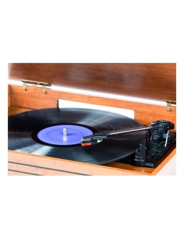 Vinyl, Turntable, Wireless Streaming + CD Player in 1 Retro Music Centre in Brown image 2
