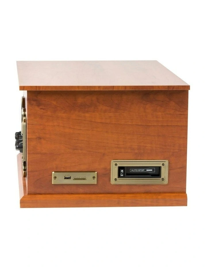 Vinyl, Turntable, Wireless Streaming + CD Player in 1 Retro Music Centre in Brown image 5