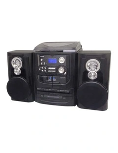 Hi-fi Turntable Vinyl LP/ 3 CD Player/ Dual Cassette Recorder/ AM/ FM in Black