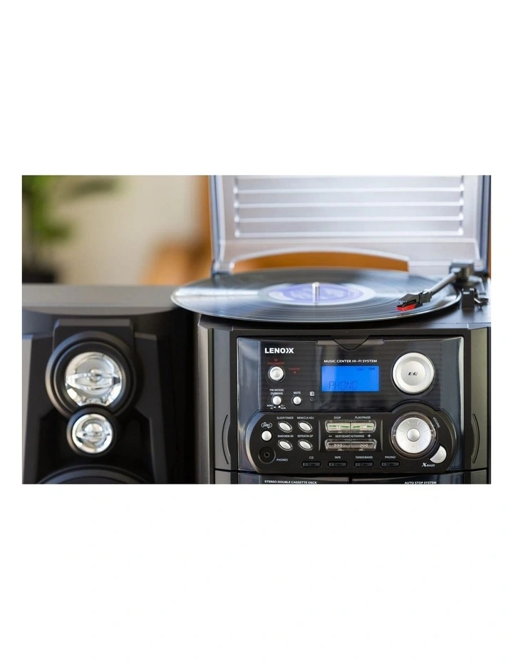 Hi-fi Turntable Vinyl LP/ 3 CD Player/ Dual Cassette Recorder/ AM/ FM in Black image 3