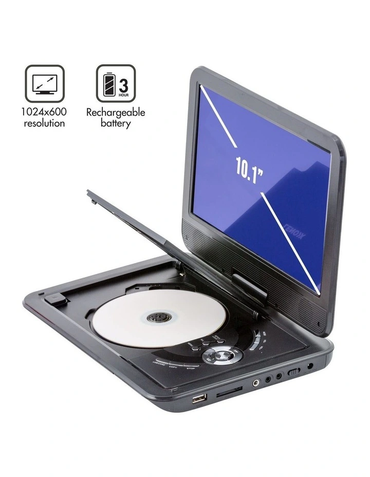 Portable With 270-Degrees Swivel-Screen & Rechargeable DVD Player 10.1Inch in Black image 5