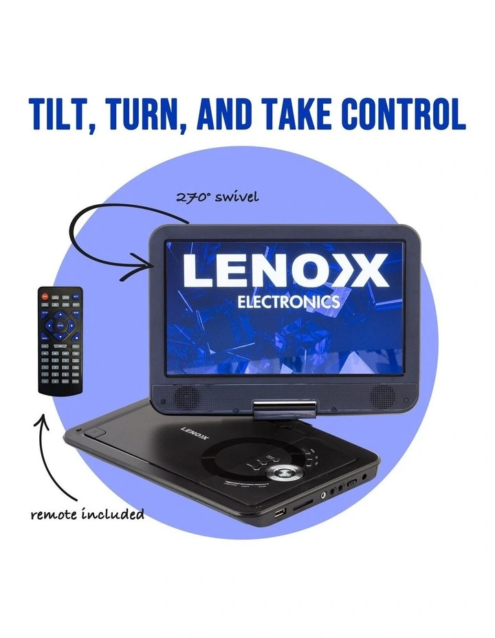 Portable With 270-Degrees Swivel-Screen & Rechargeable DVD Player 10.1Inch in Black image 6