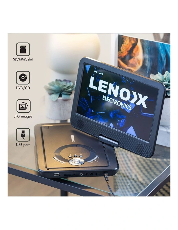 Portable With 270-Degrees Swivel-Screen & Rechargeable DVD Player 10.1Inch in Black image 7