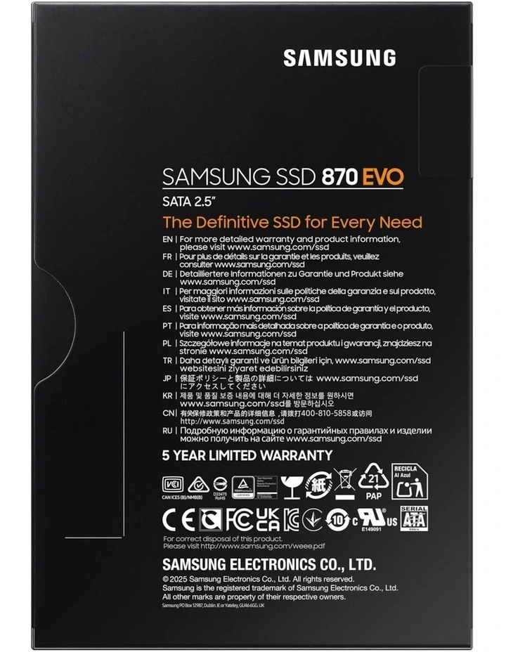 Samsung 870 EVO SATA III 2.5 inch SSD 8TB in Black image 7
