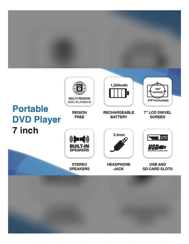 Laser Portable DVD Player With 7 Inch Swivel Screen DVD-PT-7D image 2