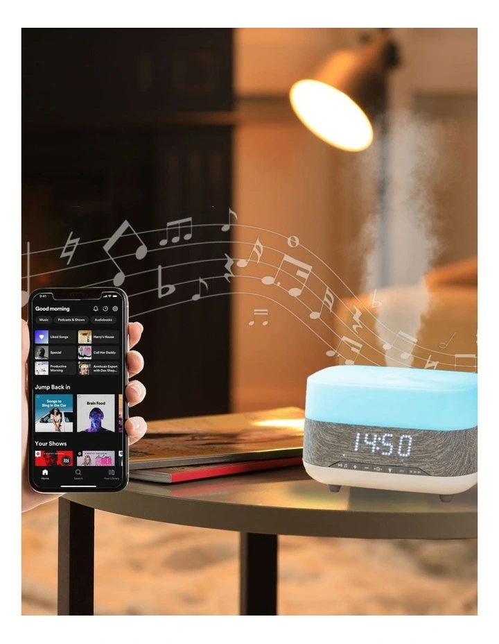 Laser Aroma Diffuser Clock with Bluetooth Speaker and Light AO-ADSP-924 image 5