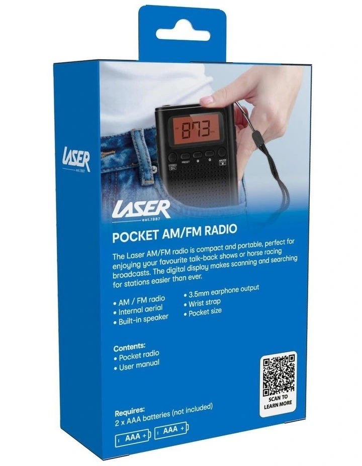 Laser Pocket AM FM Radio with LCD Display and Speaker SPK-PR1552 image 6