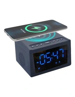 Laser Wireless Charging Alarm Clock with Bluetooth and FM Radio SPK-WCALC-118