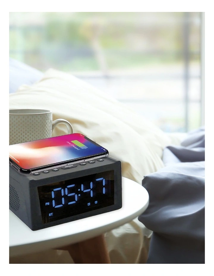 Laser Wireless Charging Alarm Clock with Bluetooth and FM Radio SPK-WCALC-118 image 2