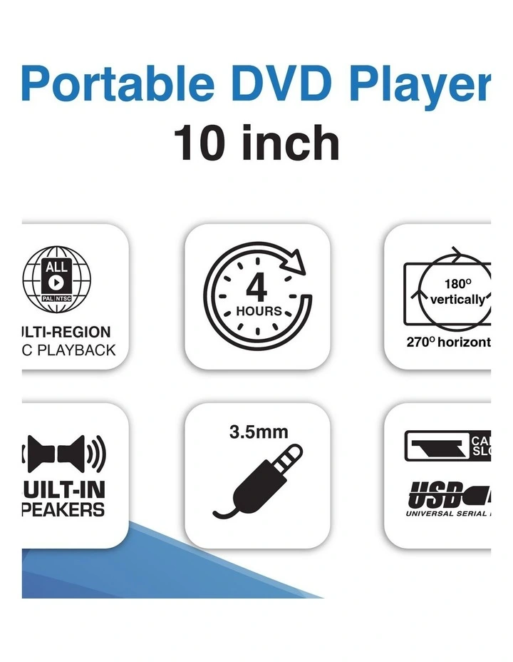 Laser 10 Inch Portable DVD Player With Anti-Skip Technology DVD-PT-10D image 3