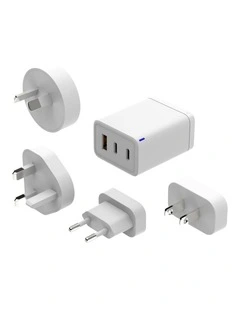 Laser 65W GaN Fast Charger With 4 International Adaptors PW-65U1WH-785