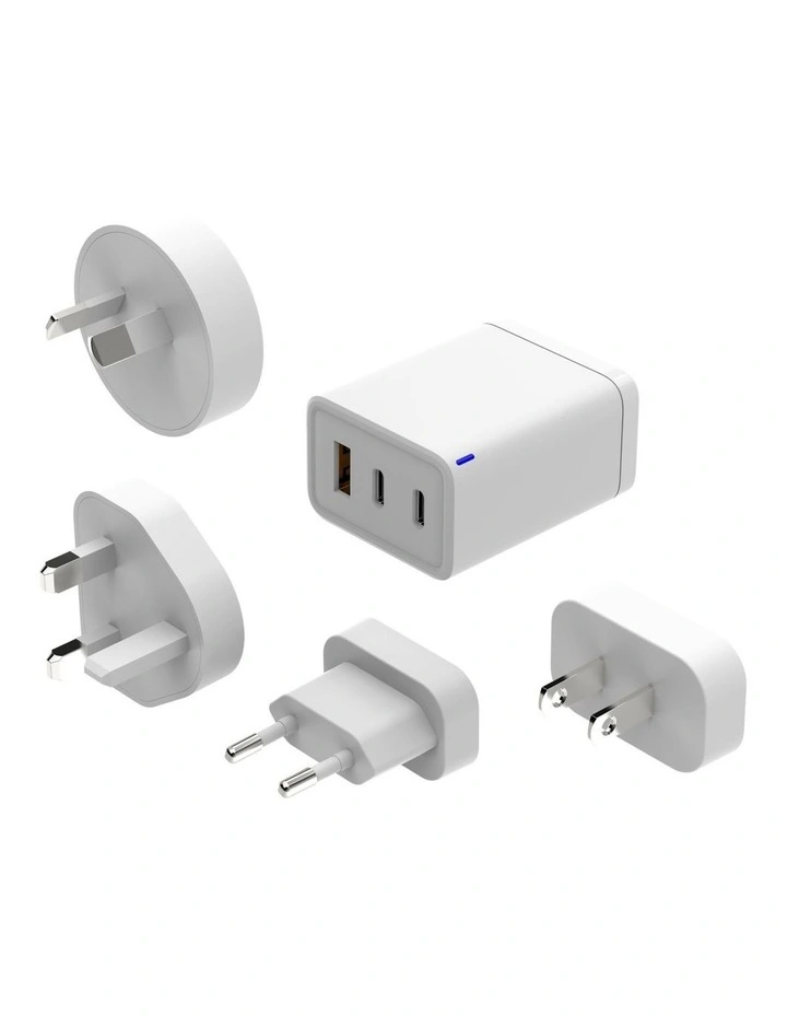 Laser 65W GaN Fast Charger With 4 International Adaptors PW-65U1WH-785 image 1