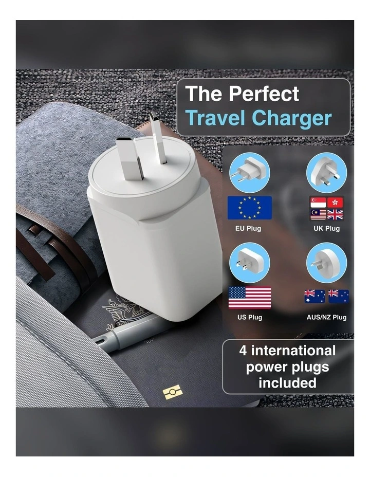 Laser 65W GaN Fast Charger With 4 International Adaptors PW-65U1WH-785 image 5