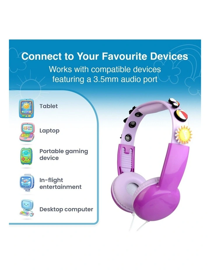 Laser Kids Wired Headphones With Customisable Charms HP-KW26PK-018 image 6