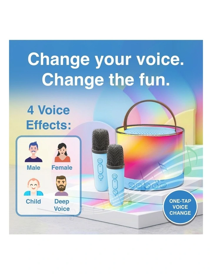 Laser Mini RGB Karaoke Speaker with Wireless Mics SP-KA30 image 2